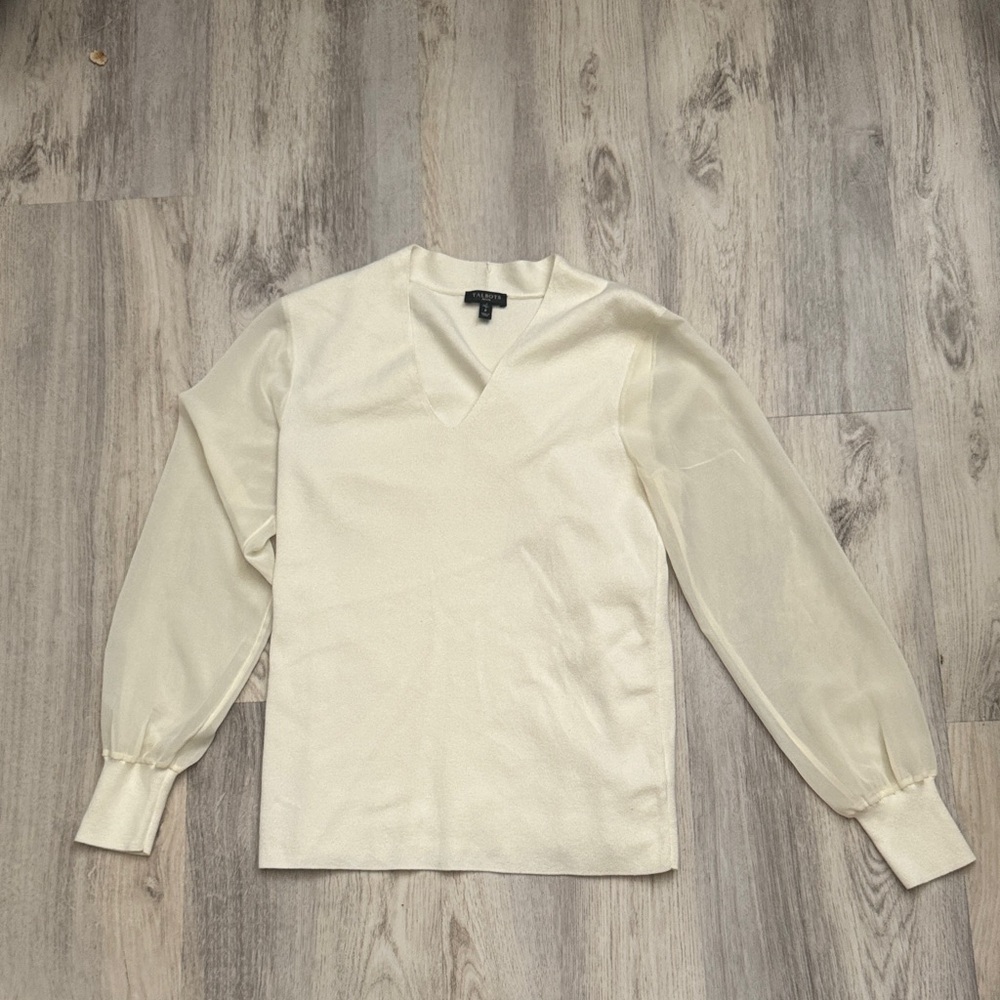 Talbots V-Neck Cream Sweater for Men
